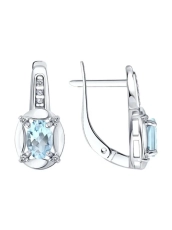 Topaz və  fianit daşlı gümüş sırğalar