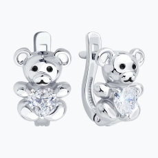 Fianit qaşlı və emallı gümüş sırğalar 2