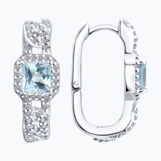 Topaz və fianit daşlı  gümüş sırğalar