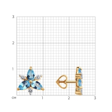 Topaz və fiаnit daşlı qızıl sırğalar 3