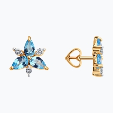 Topaz və fiаnit daşlı qızıl sırğalar