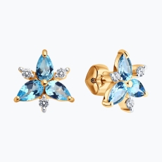 Topaz və fiаnit daşlı qızıl sırğalar 2