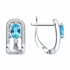 Topaz və fianit daşlı gümüş sırğalar