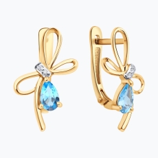 Brilyant və topaz daşlı qızıl sırğalar