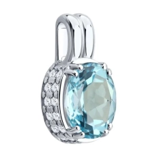 Topaz və fianit daşlı  gümüş kulon 2