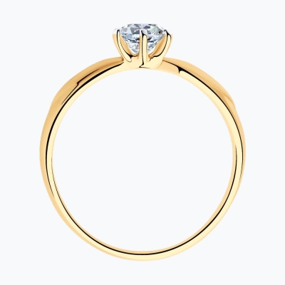 Fianit qaşlı qızıl örtüklü gümüş üzük