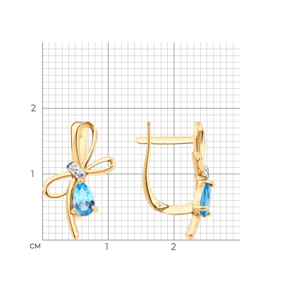 Brilyant və topaz daşlı qızıl sırğalar